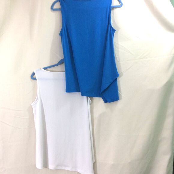 Susan Graver Lot Of 2 Petite Liquid Knit Tank Tops Blue White Size XSP - Picture 5 of 6